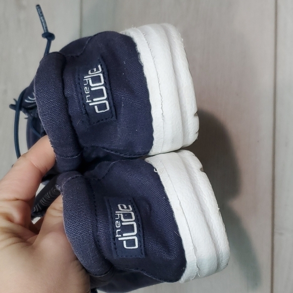 Hey Dude Wally Youth Navy Loafer Slip on shoes sz Y6-L7 - Picture 6 of 12